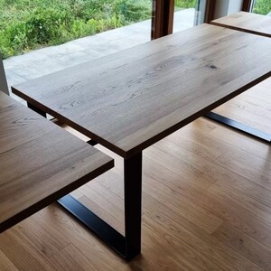 Solid Oak Extendable Kitchen Dining Table With SQUARE LEGS Industrial ...