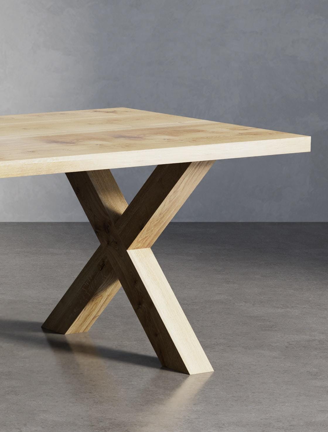 Solid Oak Dining Table With XF Frame Wooden Legs 90x90 - DURABLE ...