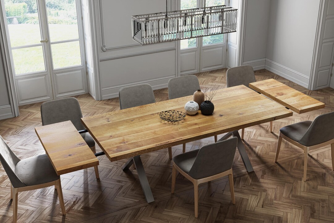 Solid Oak Extendable Kitchen Dining Table With X FRAME LEGS ...