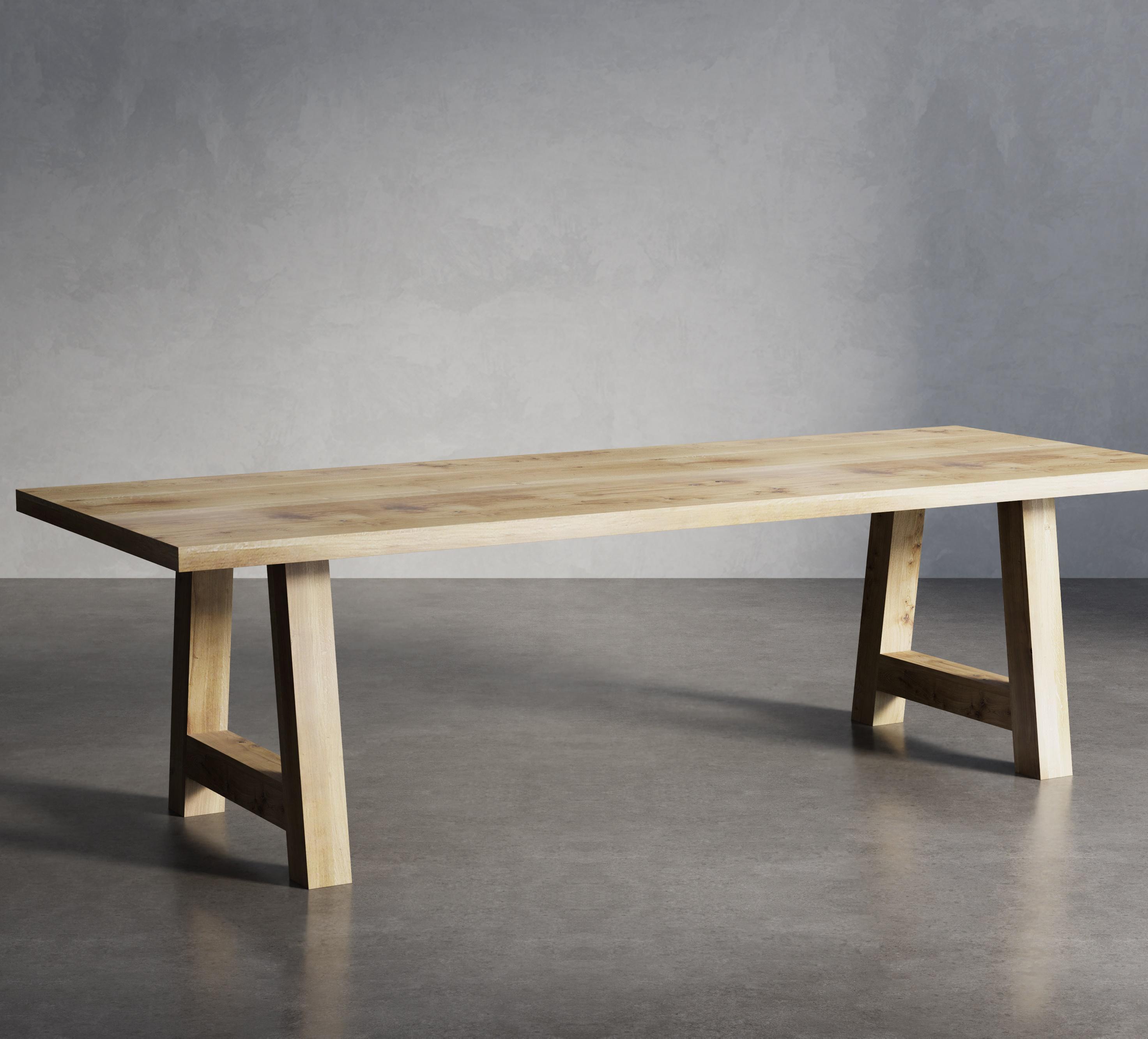 Solid Oak Dining Table With AF Frame Wooden Legs 90x90 - DURABLE ...