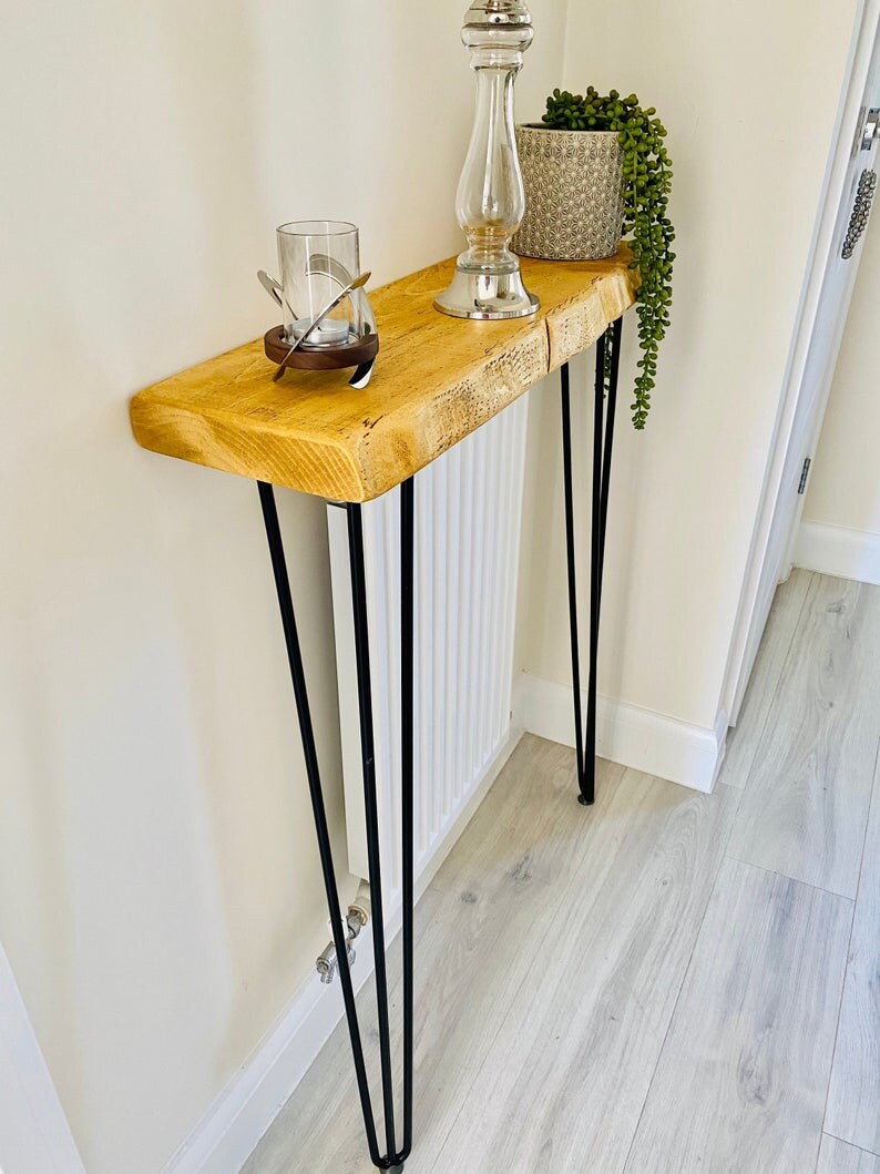 106.50cm Height Live Edge Console Table with Hairpin Legs | Etsy