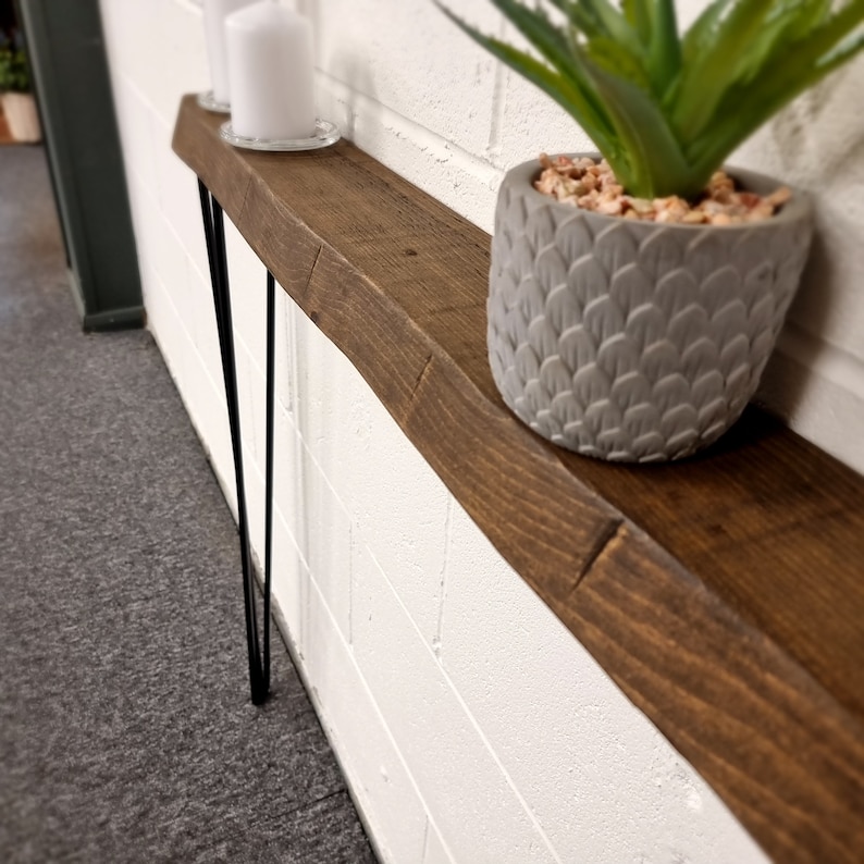 Live Edge Skinny Console Table Hairpin Legs Wooden Rustic Etsy UK