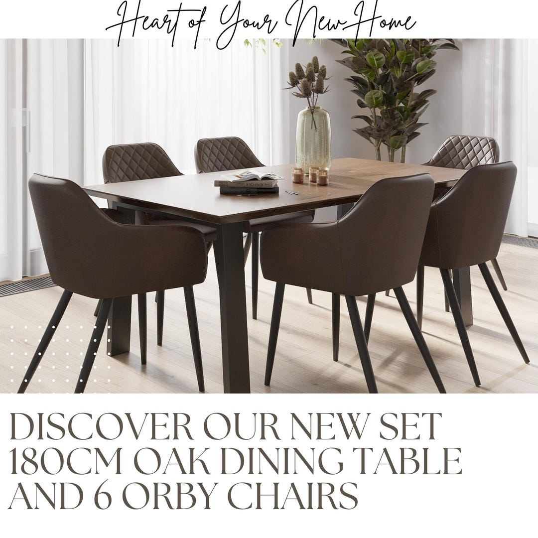 SET – Solid Oak Dining Table + Chairs PU Leather Orby - Etsy UK