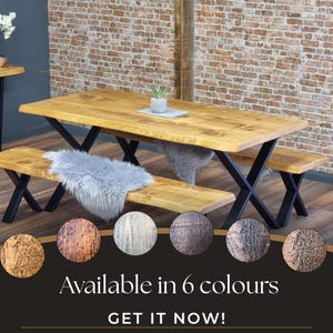 Firsby XF Live Edge Dining Table Rustic Solid Wood Industrial Steel ...