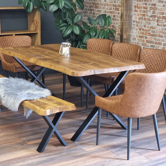Industrial Dining Table Live Edge Round Corners Dining Table Etsy UK
