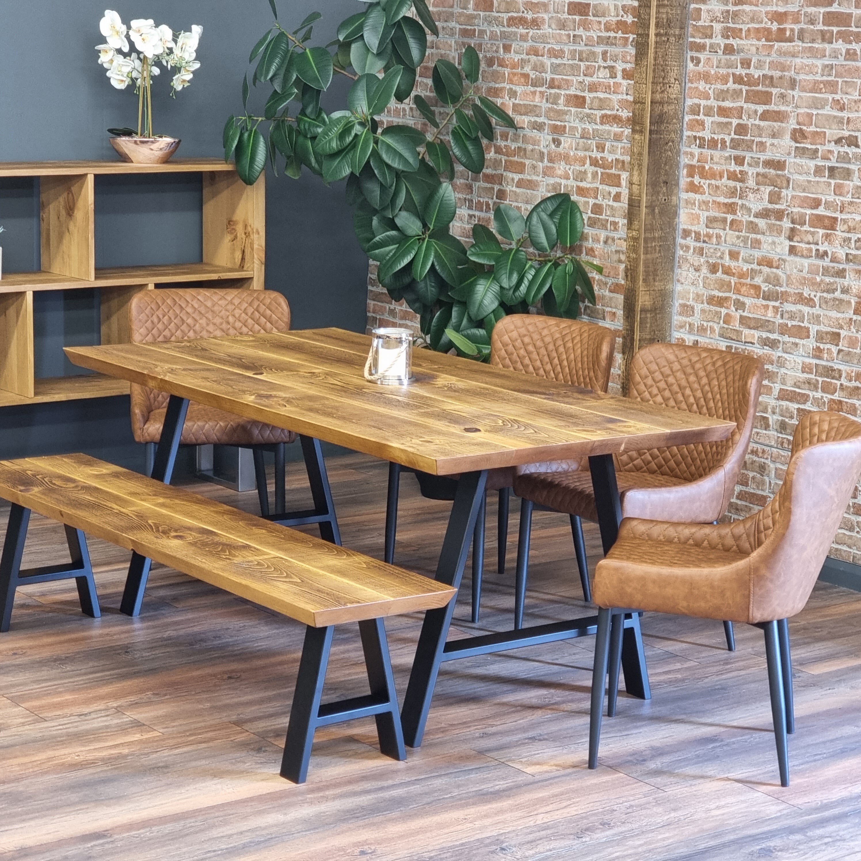 Louth AF Dining Table Solid Wood Chamfer Edge - Industrial A Frame ...