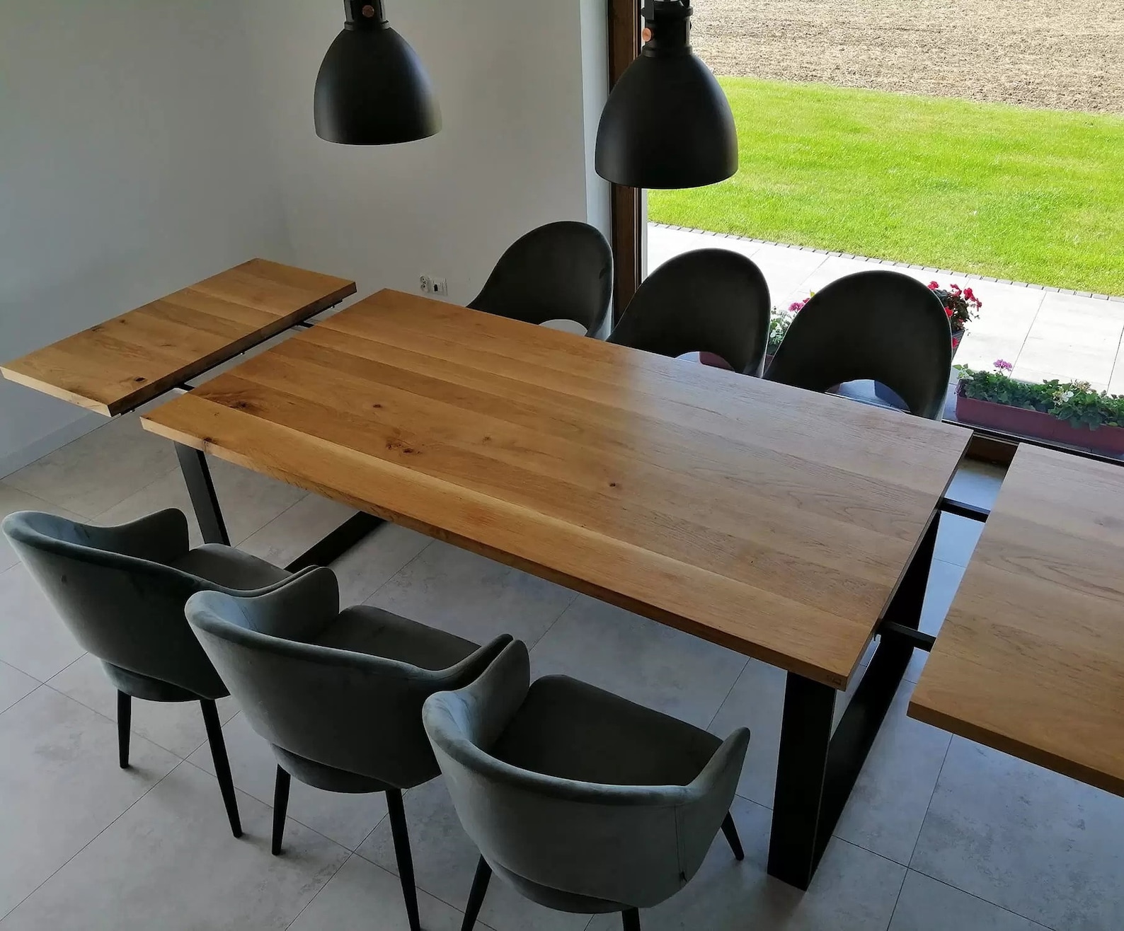 Solid Oak Extendable Kitchen Dining Table With SQUARE LEGS - Industrial ...