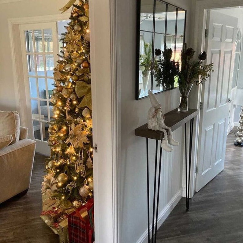 Narrow Console Table With Hairpin Legs Wooden Rustic Hallway Etsy