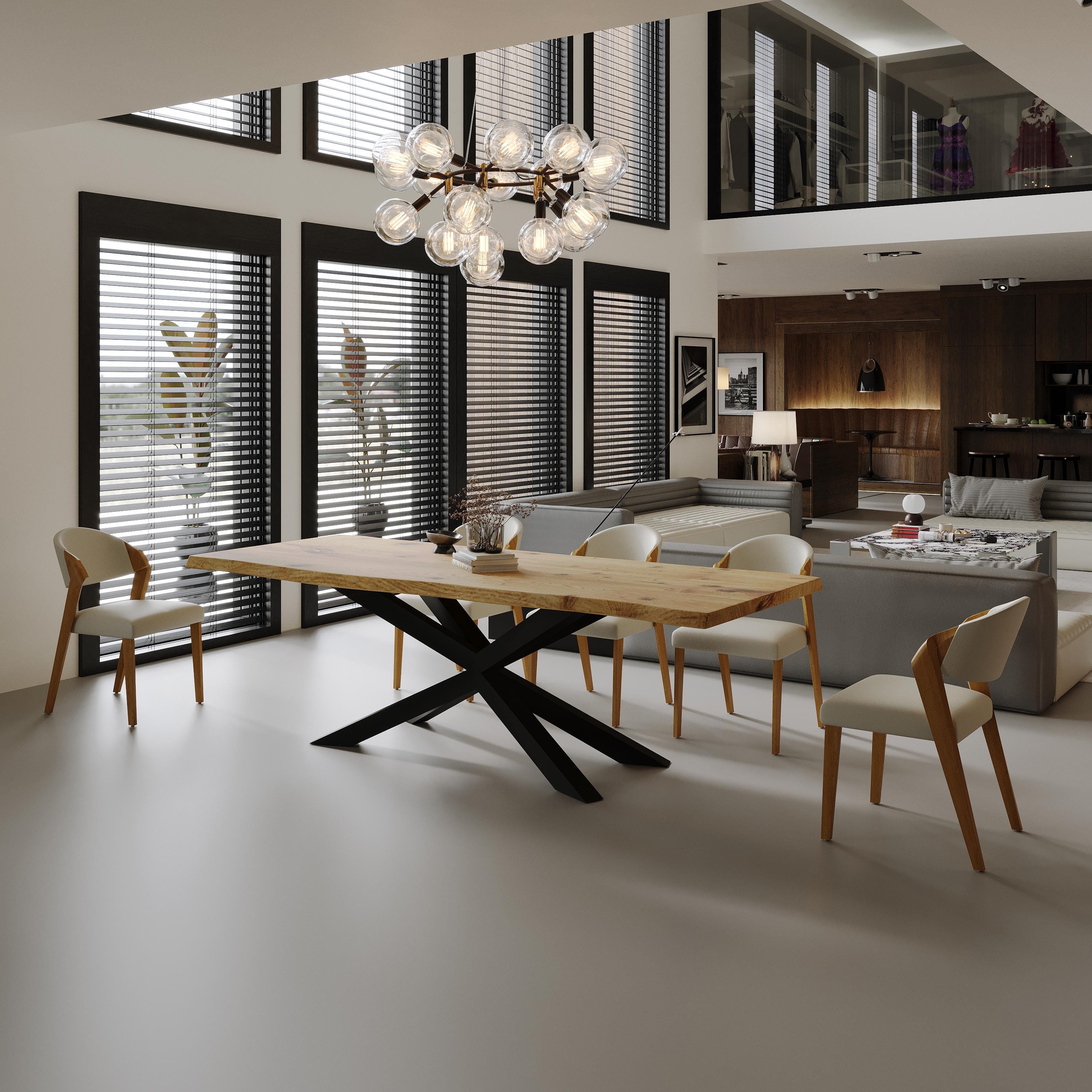 Firsby Dining Table Rustic Solid Wood Dining Table Industrial Live Edge ...