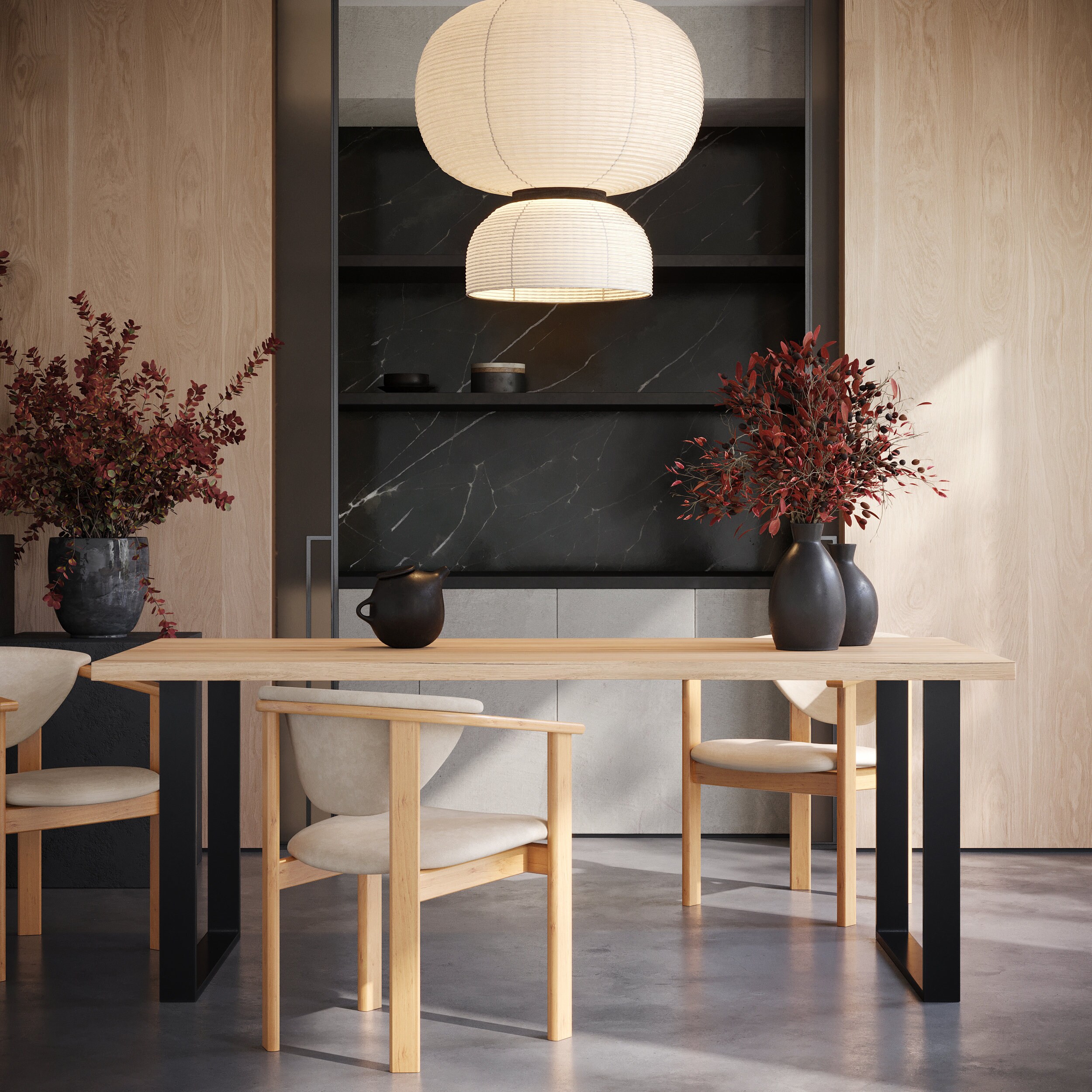 Live Edge Solid Oak Dining Table With Steel Frame Square Legs ...