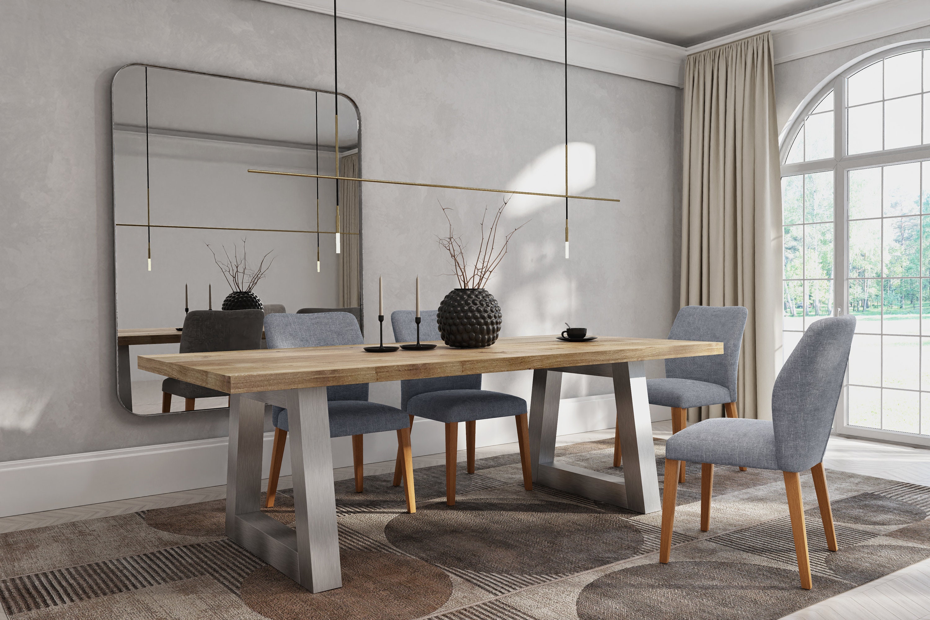 Solid Oak Dining Table With TRAPEZIUM Frame Legs 100x100 - DURABLE ...