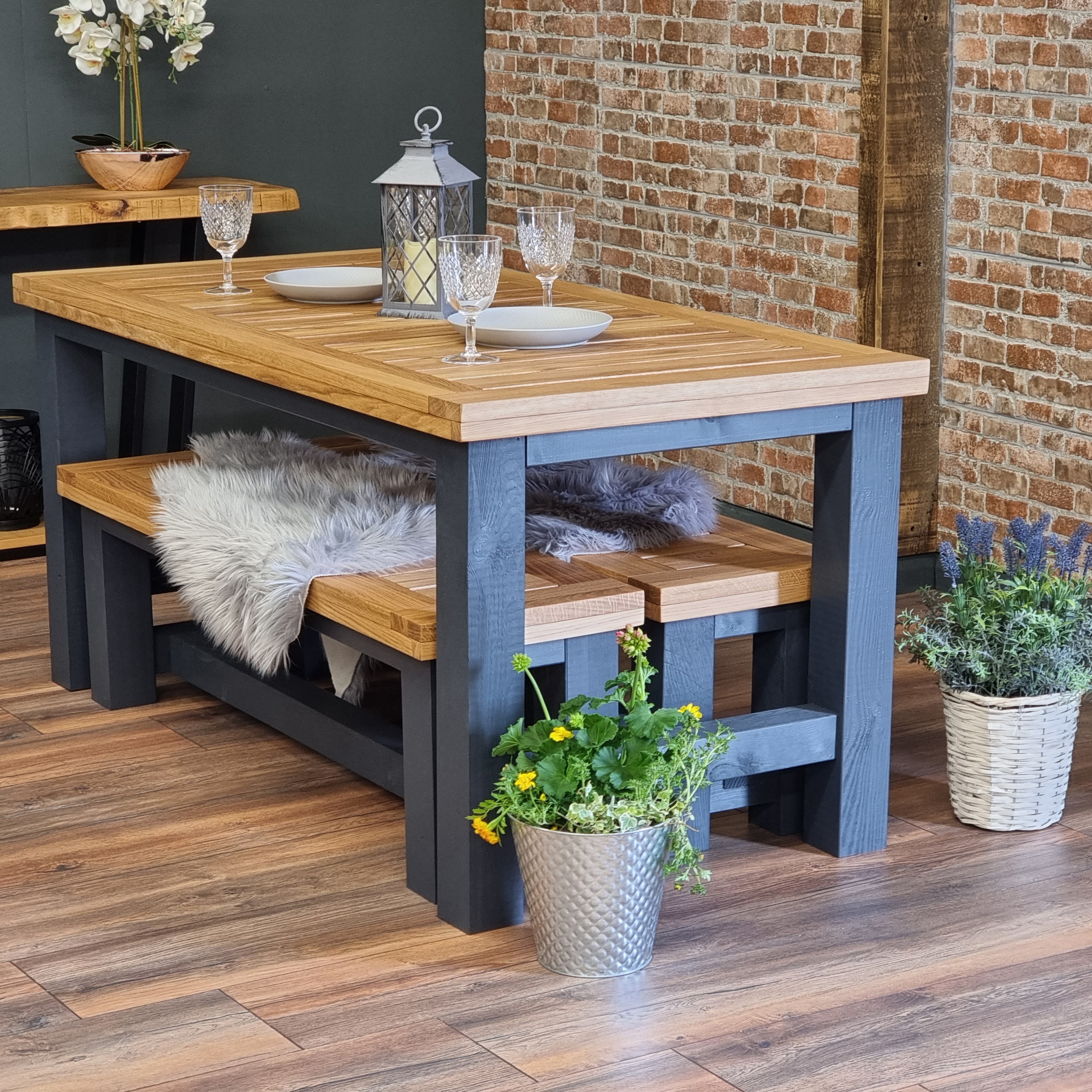 Outdoor Dining Table and Benches Garden Furniture Set Outdoor Furniture ...