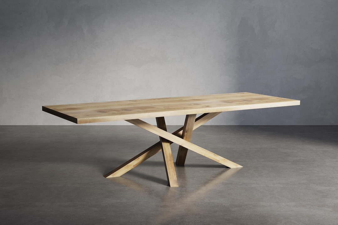 Solid Oak Dining Table With Crossover Wooden Legs 90x90 - DURABLE ...