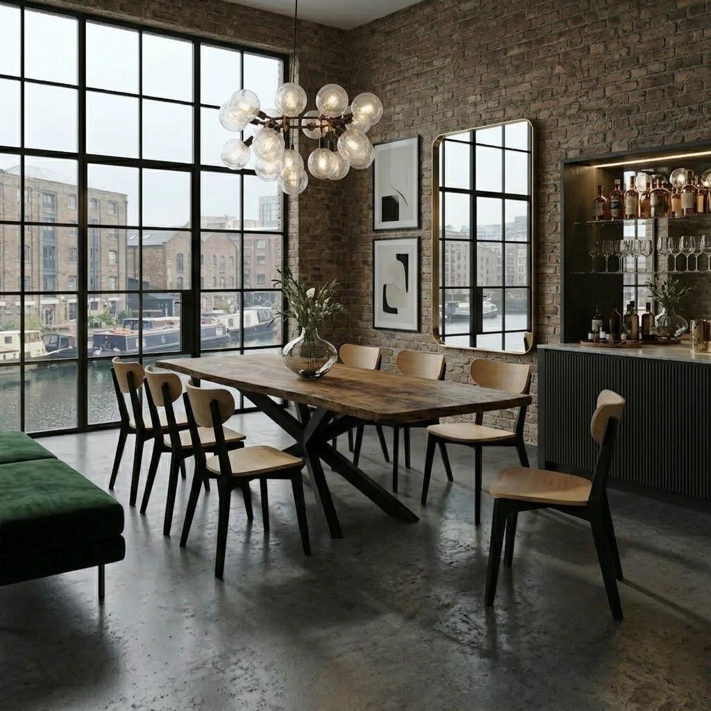 Firsby Dining Table Rustic Solid Wood Dining Table Industrial Live Edge ...