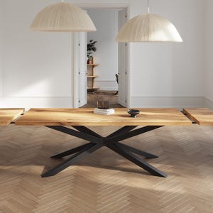 Solid Oak Extendable Dining Table With Spider Legs - Industrial ...