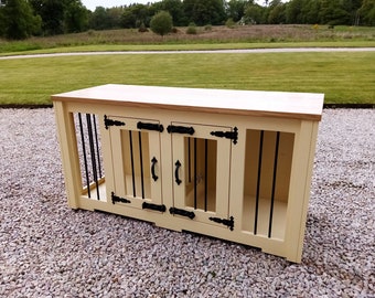 Double Small Luxury Bespoke Wooden Dog Crate Indoor Kennels Farmhouse Beds Home