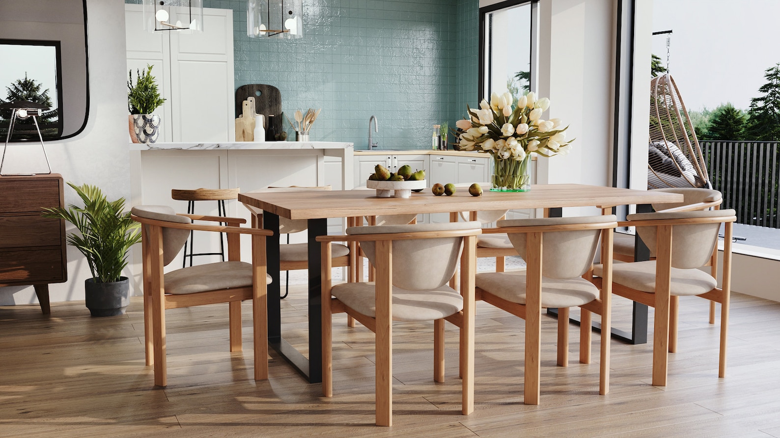 Live Edge Solid Oak Dining Table With Steel Frame Square Legs ...