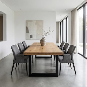 Tealby SQ Chunky Dine Table Rustic Natural Wood - Industrial Square Chunky Frame Legs- Rustic Wood - Handmade Stylish Cozy and Natural