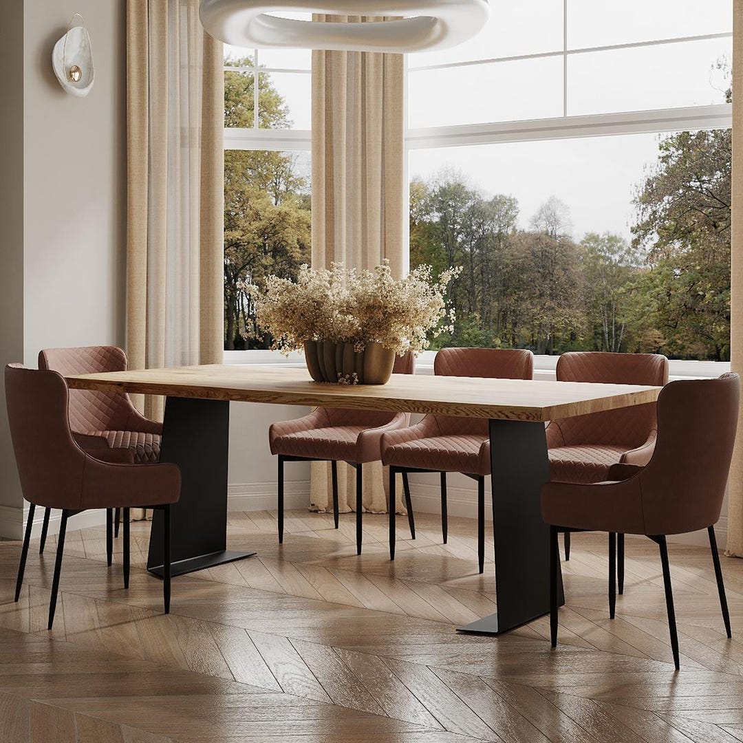 HARDWOOD Solid Oak Dining Table Steel Leg 056 - Etsy UK