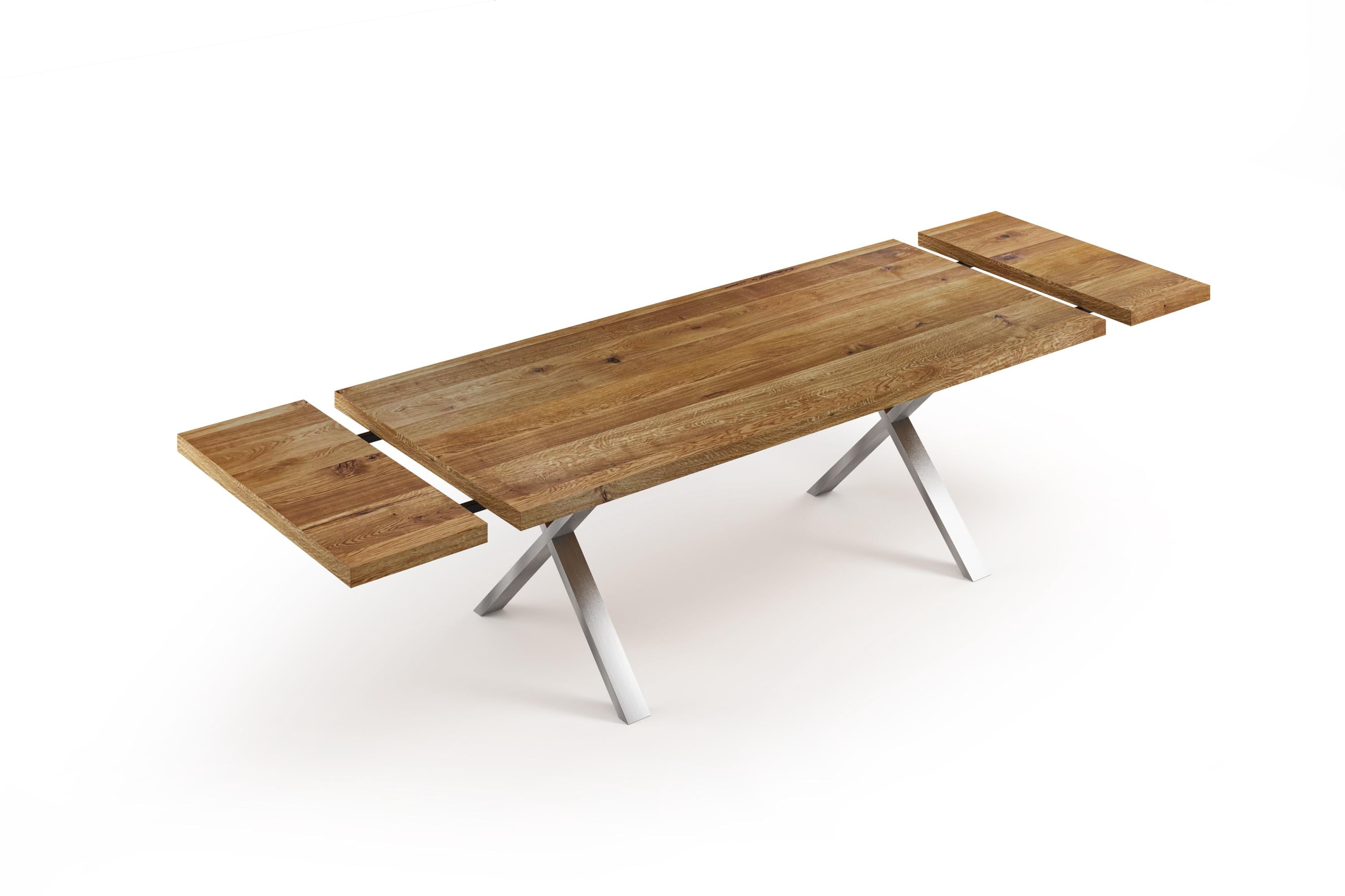 Solid Oak Extendable Kitchen Dining Table With X FRAME LEGS ...