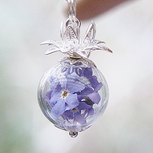 Real forget-me-not key chain bag pendant key chain real flowers flower pendant flowers farewell gift farewell gift