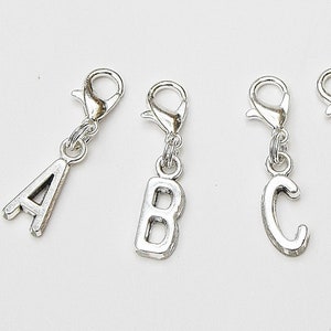 1 charm letter initial pendant to choose from letter pendant initials carabiner A B C D E F G H I J K L M N O P R S T U V W X Y