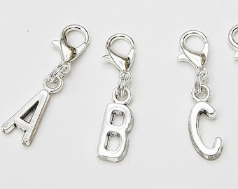 1 charm letter initial pendant to choose from letter pendant initials carabiner A B C D E F G H I J K L M N O P R S T U V W X Y