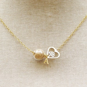 Animal hair necklace with heart, tree of life and initial, silver 925 gold plated or silver, souvenir of a deceased pet