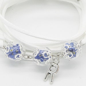 Echte Vergissmeinnicht Wickelarmband Armband Blütenarmband Blütenschmuck boho bohostyle Blumen Geschenk Abschied Abschiedsgeschenk Schmuck Bild 1