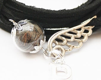 Tierhaar Armband Wickelarmband Haustier verstorben Erinnerung Katzenhaar Hundehaar Pferdehaar Kaninchen Engelsflügel Flügel Tierhaarschmuck