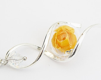 Véritable collier de feuille de rose - pendentif rose mariage mariage bijoux fleur iebot bohostyle mariage mariage jaune argent argent énoytif