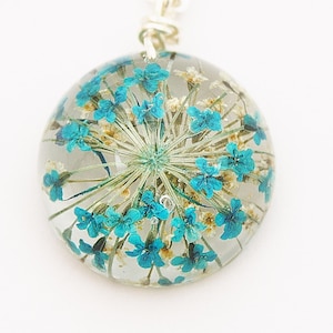 Genuine dill flower Necklace 925 silver flower necklace flower necklace pendant resin pendant silver necklace turquoise Boho small flower resin gift