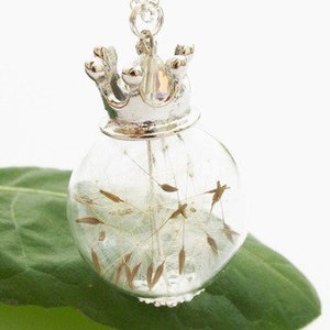 Flowers planner crown chain Crown Crystal pendant flower necklace Silver Necklace Dandelion image 1