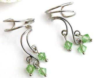 2 Ohrspangen grün earcuff Ohrclips Ohr Spange Geschenk Ohrschmuck Ohrringe Ohrclips boho bohostyle