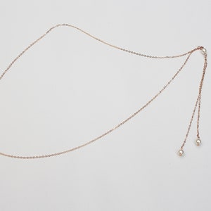 Rückenkette Brautschmuck Silber 925 rosévergoldet Perlen individuell Hochzeit Halskette nach Maß Bild 3