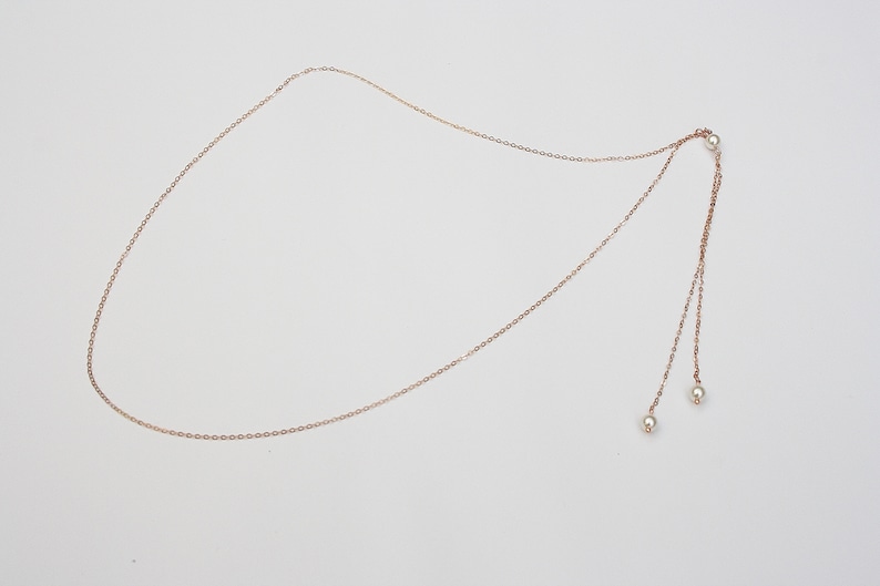 Rückenkette Brautschmuck Silber 925 rosévergoldet Perlen individuell Hochzeit Halskette nach Maß Bild 3