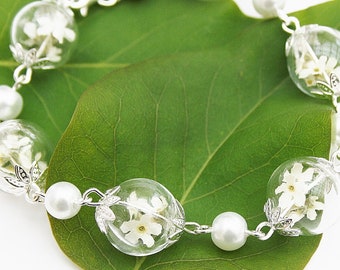 Genuine Forget bracelet wedding bridal jewelry bridal beads white silver flower bracelet flowers jewelry jewelry boho flower Jewelry