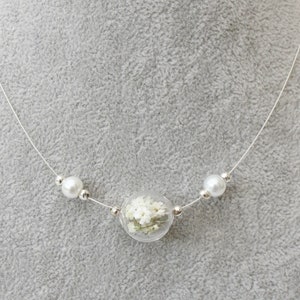 Genuine Veil Herb Necklace Bridal Jewelry ivory Wedding Necklace White Pearls Flower Jewelry Flowers, Boho image 3