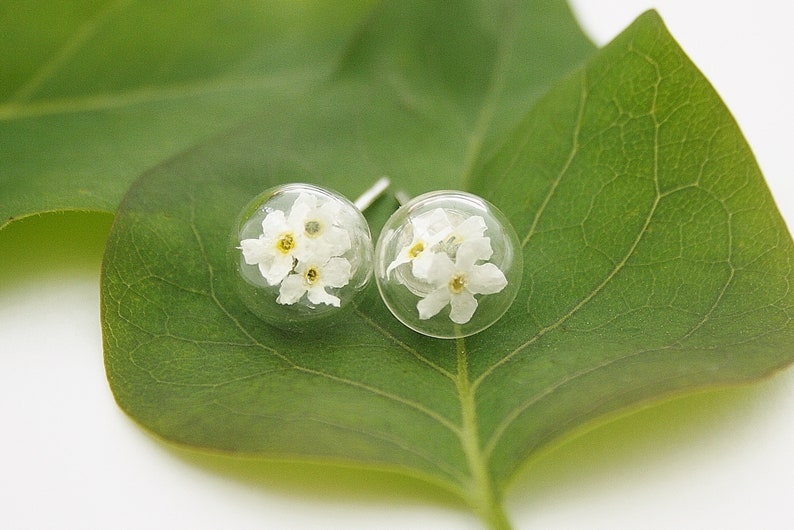 La valeur vrai Myosotis 3 pièces blanc bracelet boucles doreilles pendentifs perles bijoux de mariée mariage mariée bohème fleur fleur verre image 3