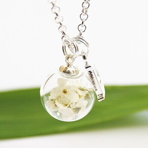 Real forget-me-not necklace white bridal jewelry gift farewell wife mother's day flower jewelry bridesmaid bridesmaid boho image 2