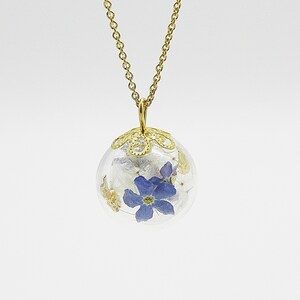 Real Forget-Me-Not & Dandelions Collier 925 Argent Or Bleu Mariée Bijoux De Mariée Confirmation de Mariage Marraine Cadeau Mère Fleurs image 3