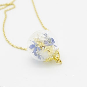 Echte Vergeet-Me-Niet & Paardebloemen Ketting 925 Zilver Goud Blauw Bruids Sieraden Bruiloft Bevestiging Peetmoeder Cadeau Moeder Bloemen afbeelding 2