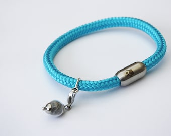 Tierhaar Armband Herren Segelseil Edelstahl Pfote Hundehaar