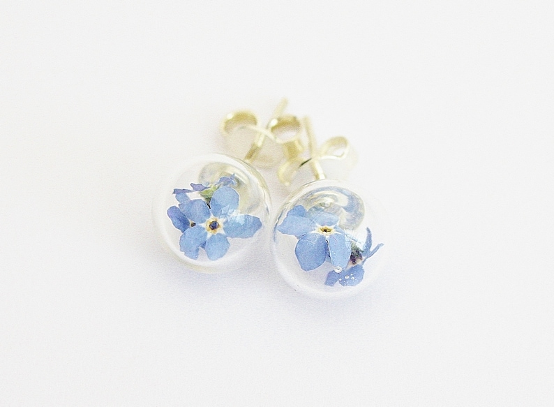 Real nomeolvides aretes 925 plata azul joyería nupcial flor nupcial joyería boho boho estilo flor aretes confirmación bautismo imagen 4