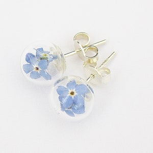 Real nomeolvides aretes 925 plata azul joyería nupcial flor nupcial joyería boho boho estilo flor aretes confirmación bautismo imagen 3