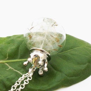 Flowers planner crown chain Crown Crystal pendant flower necklace Silver Necklace Dandelion image 3