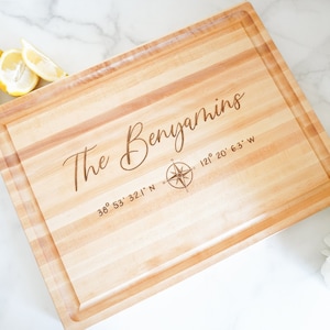 Compass Coordinate Cutting Board | Engraved Cutting Board | Customize Cutting Board | Realtor Gift Board | New Home Gift | Housewarming Gift