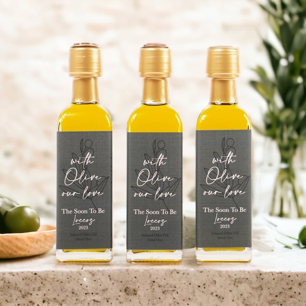 Olive You Olive Oil Favor 60ml | Infused Oil Favor | Olive You Favors | Olive Oil Wedding Favor | Greek Wedding Favors | With Olive Our Love