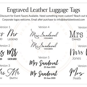 Luggage Tags Personalized Leather Set of 2 Custom Luggage Tag Engagement Gift Couple Luggage Tags Travel Gifts Bridal Shower Gift image 3