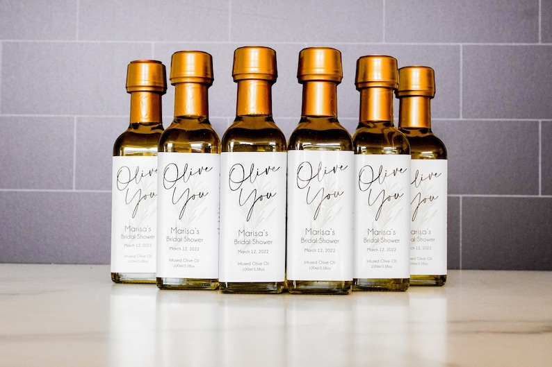 Set of 10 Olive You Olive Oil Favors 60ml | Infused with Love Olive Oil Favor | Olive You Favors | Olive Oil Wedding Favor | Greek Wedding